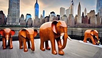 Elefanten-Statuen ziehen für den Naturschutz durch New York